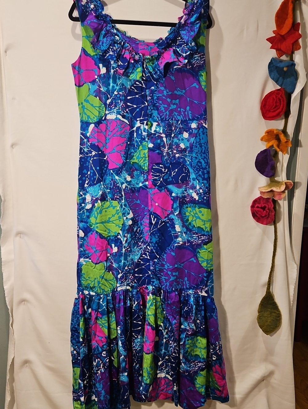 Honalulu Blue, Purple & Green Floral Maxi Dress 0186